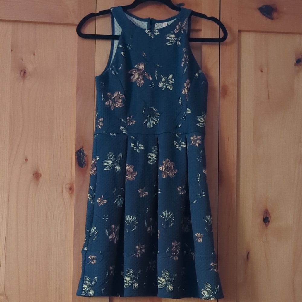Xhilaration Kids Floral Dress - Navy and Gold